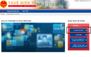 Giao diện của trang web Thuế Điện Tử